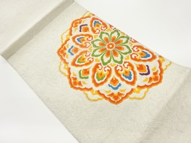 JAPANESE NAGOYA OBI / WOVEN FLOWER CREST